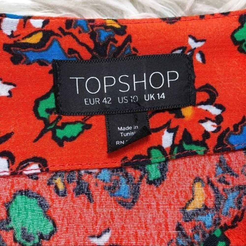 Topshop Ditsy Orange Floral High Waisted Loose Shorts Size 10 - Picture 6 of 8